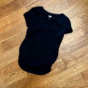 Black Old Navy Short Sleeve Maternity V-Neck